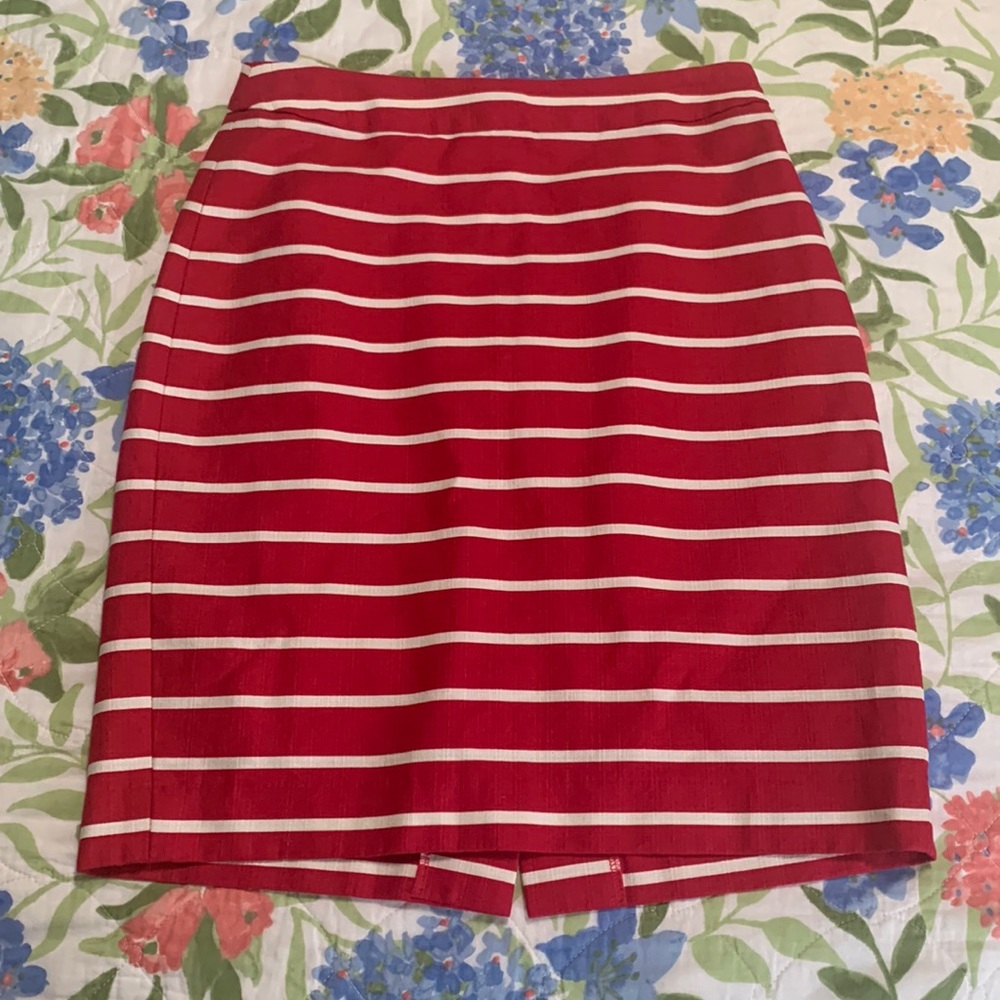 Banana Republic 00 pink white striped pencil skirt spring summer business casual